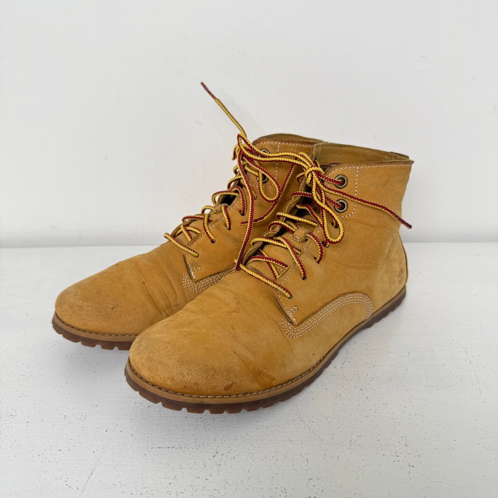 Timberland Womens A13HW Wheat Leather Lace Up Ankle Boots Ortholite Size 7